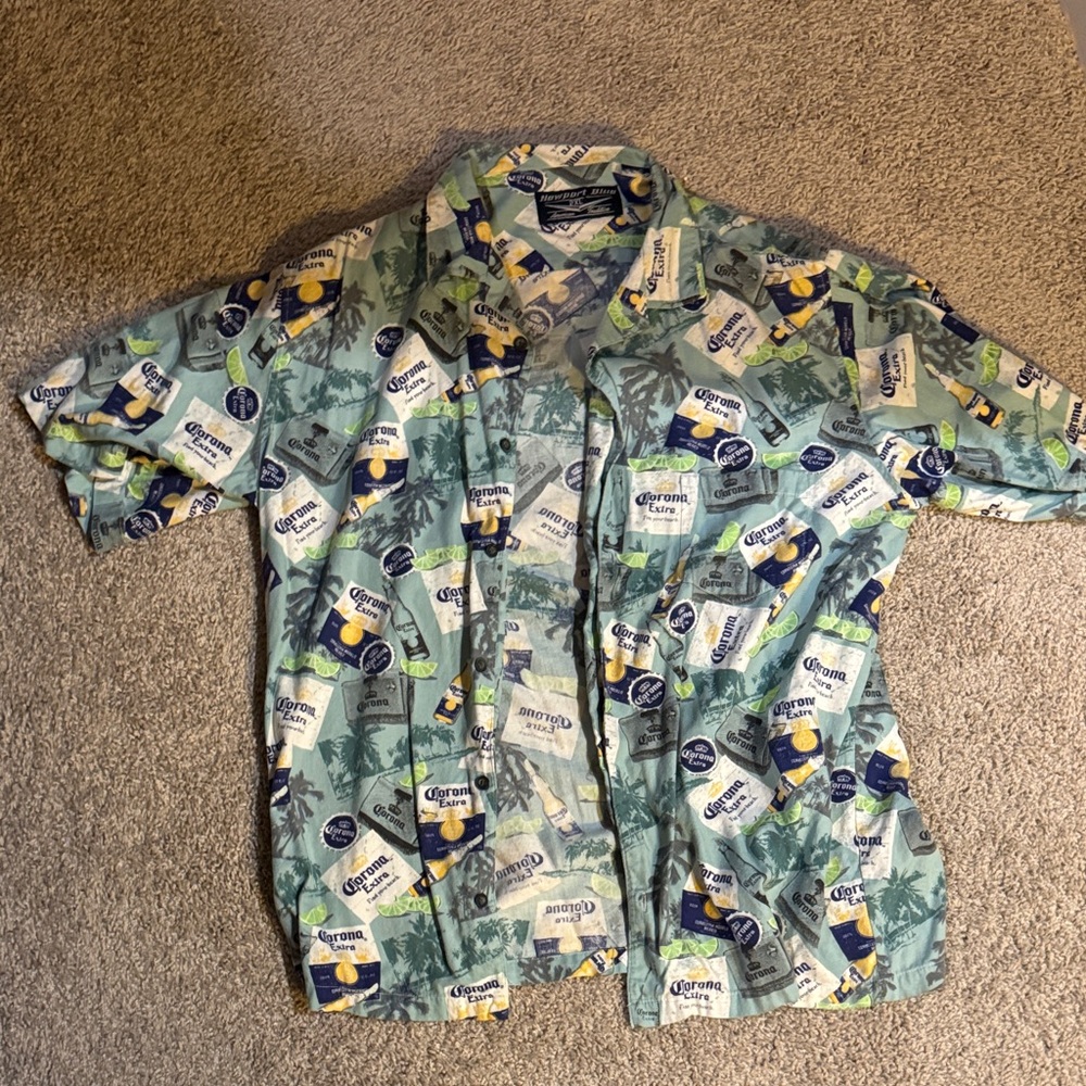 Corona Green and Blue Patterned Men's Shirt